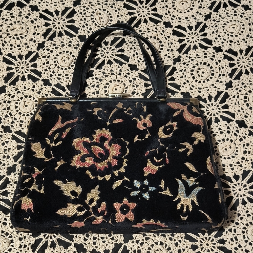 Floral Black Handbag